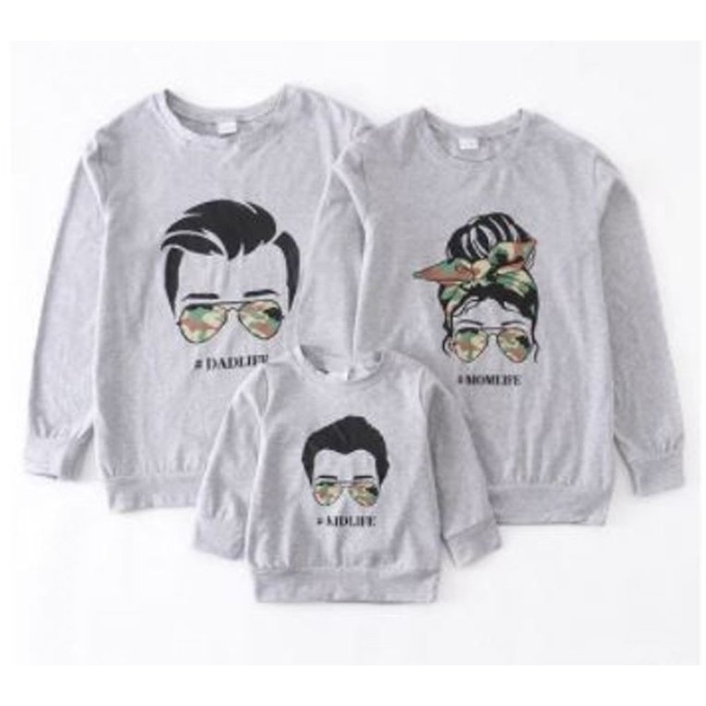 NEW Men's Grey #DADLIFE Print Long Sleeve Family Shirt Size Medium